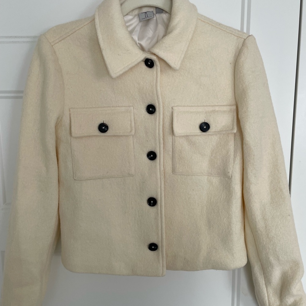 Tristan Cream Button-Front Wool-Blend Jacket